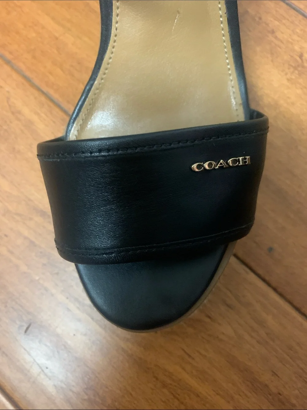 Coach Elda Mat Black Wedge Sandals with buckle strap Size 5.5